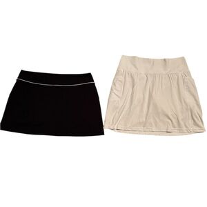 Athleta Black and Cream Mini Skirt Set